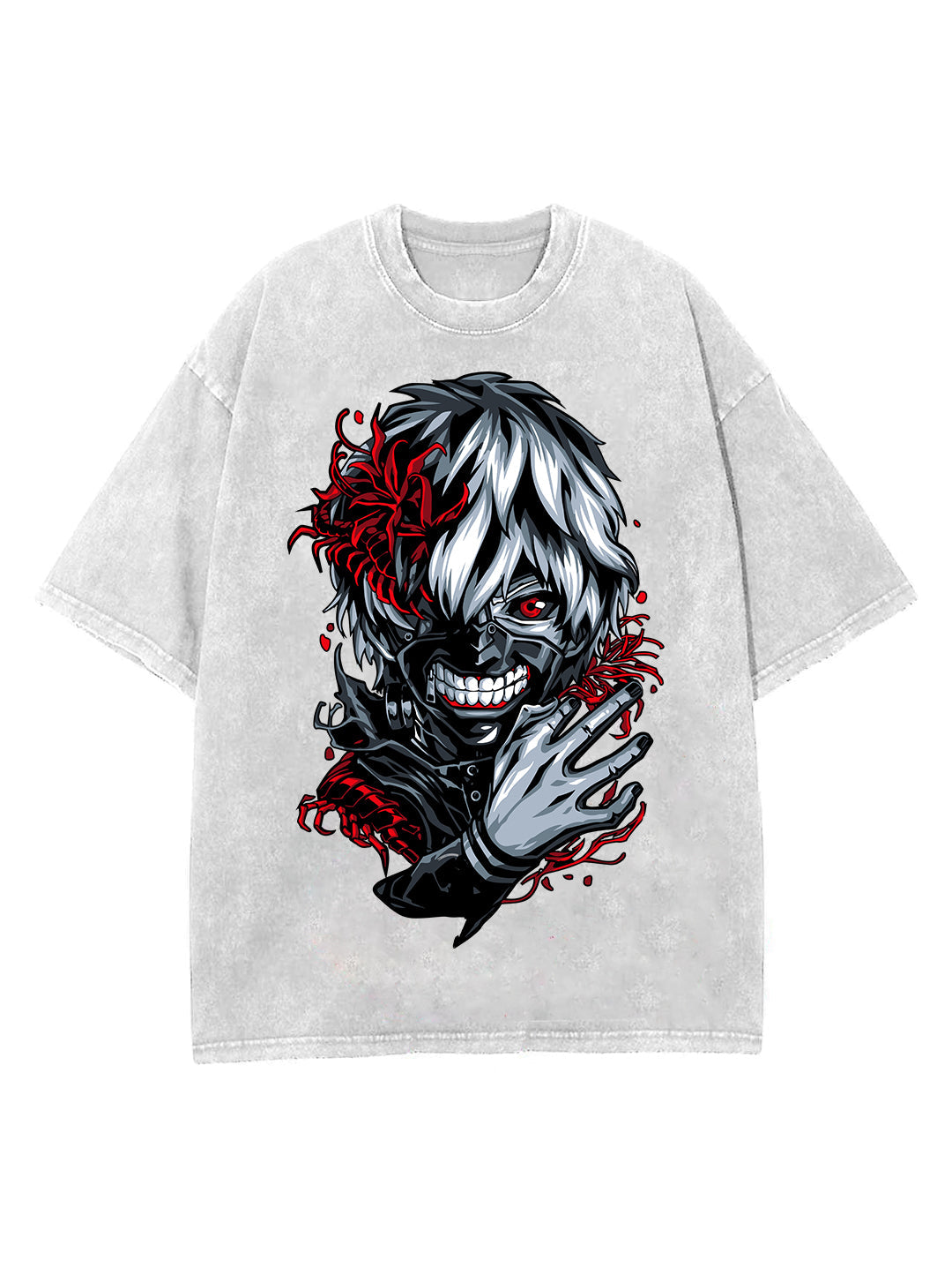 KANEKI DEATH FLOWER VINTAGE OVERSIZE T-SHİRT-TOKYO GHOUL