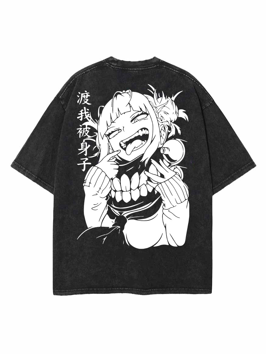 2-SIDED HIMIKO TOGA VINTAGE OVERSIZE T-SHİRT-MY HERO ACEDEMİA