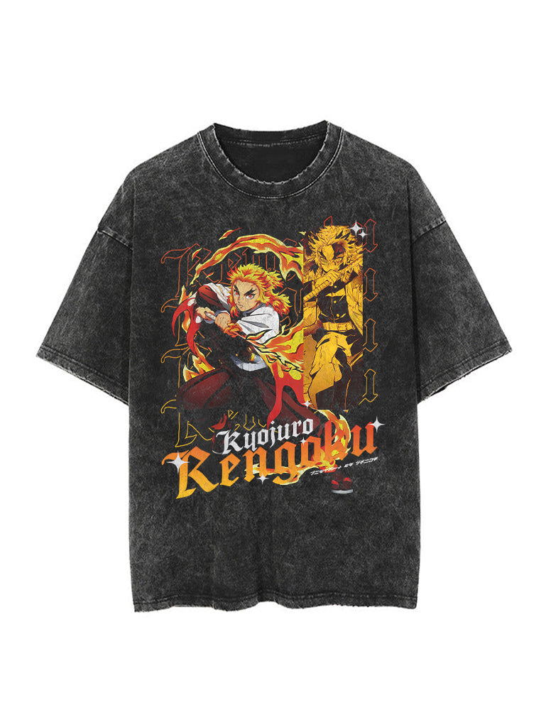 KYOJURO RENGOKU VINTAGE T-SHİRT-DEMON SLAYER