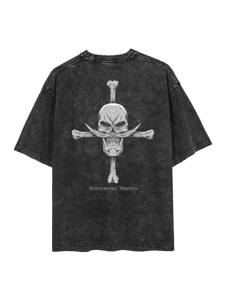 Whitebeard Pirates 2-Sided Vintage T-SHİRT-ONE PİECE