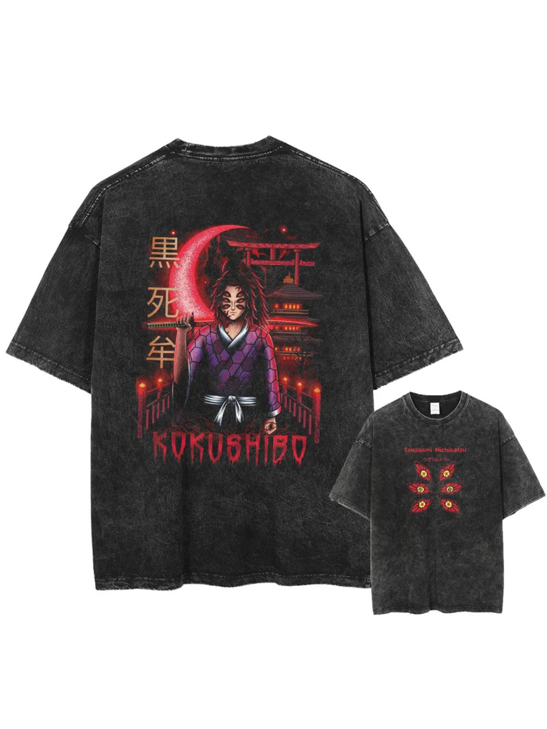 UPPER MOON ONE EYES VINTAGE T-SHİRT-DEMON SLAYER