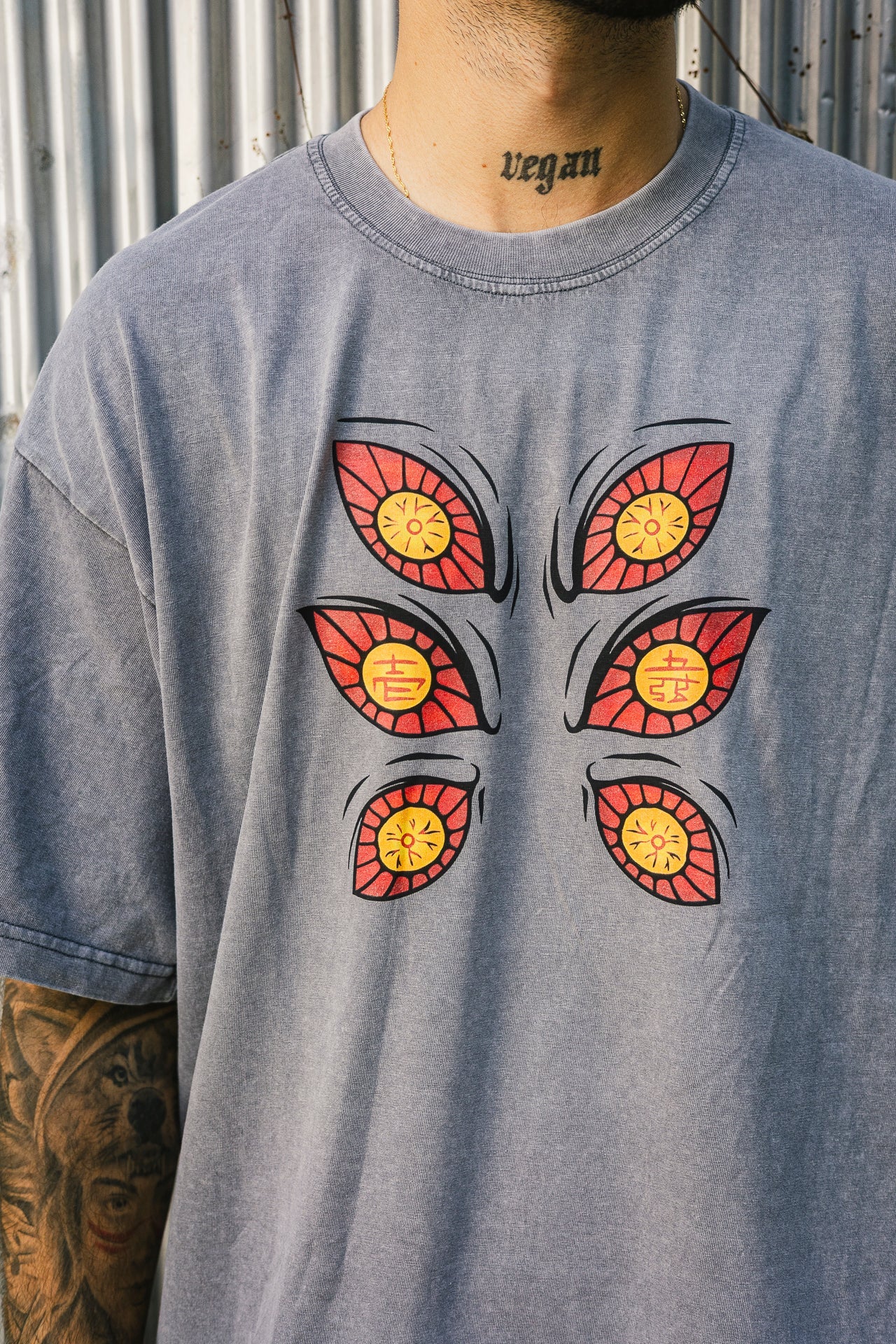 2-SIDED KOKUSHIBO VINTAGE OVERSIZE T-SHİRT-DEMON SLAYER
