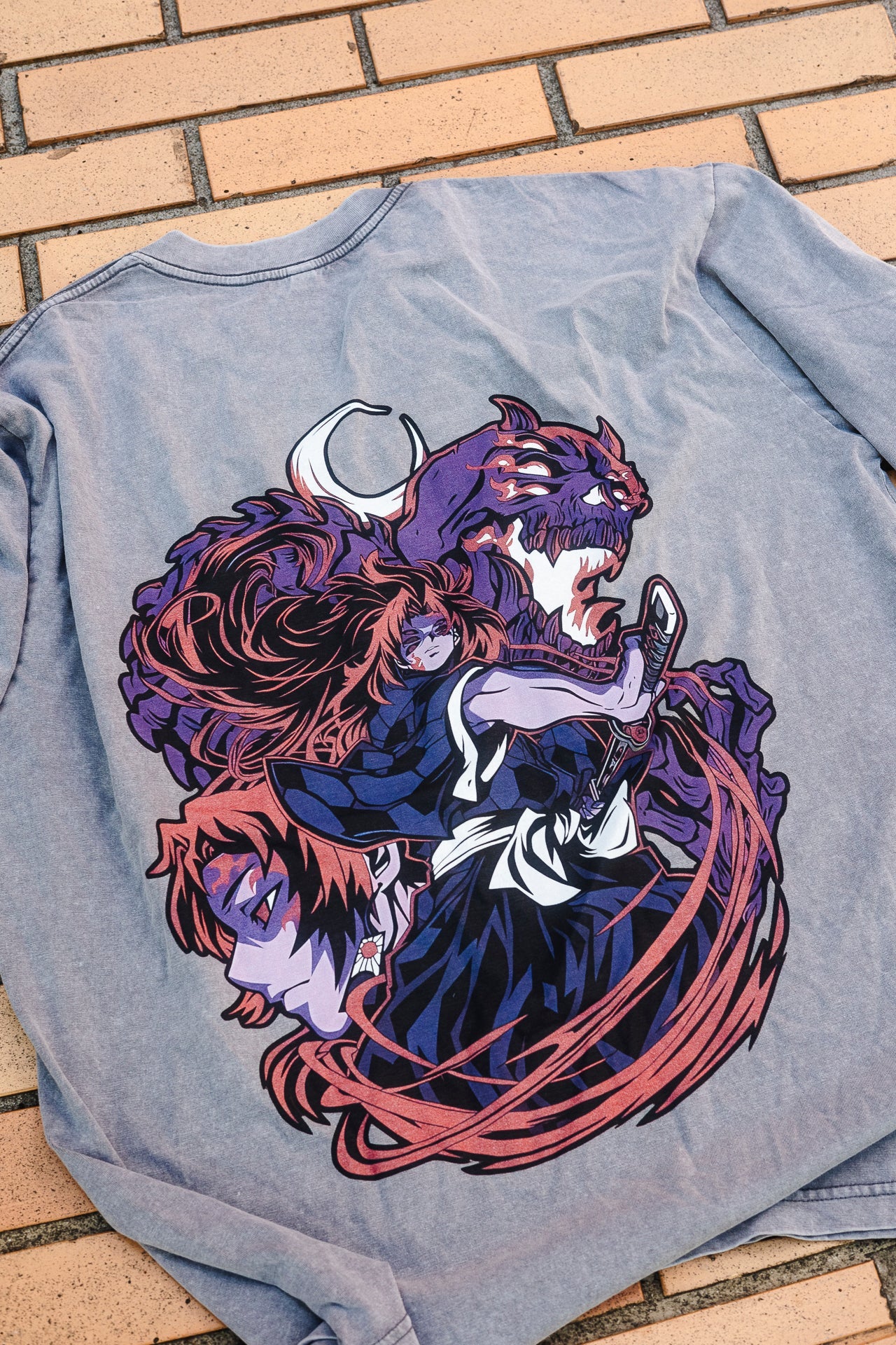 2-SIDED KOKUSHIBO VINTAGE OVERSIZE T-SHİRT-DEMON SLAYER
