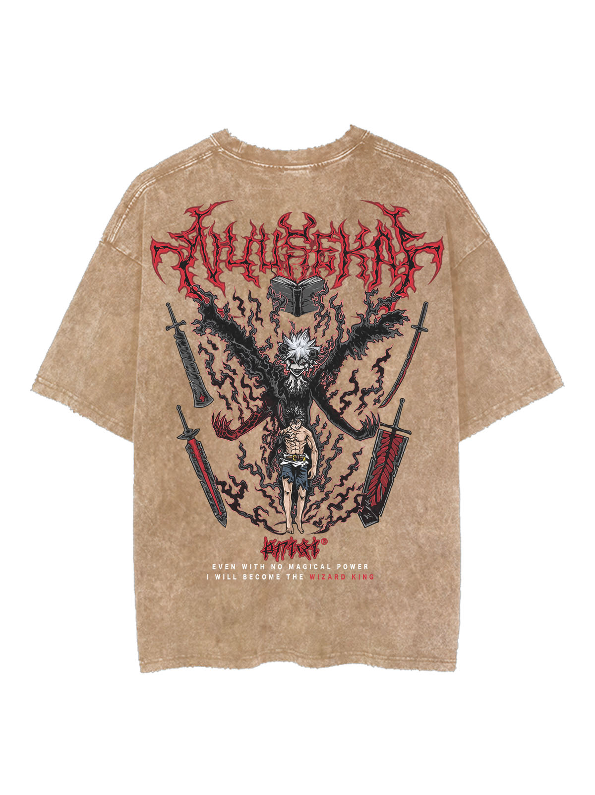 ASTA DEMON VINTAGE OVERSIZE T-SHİRT-BLACK CLOVER