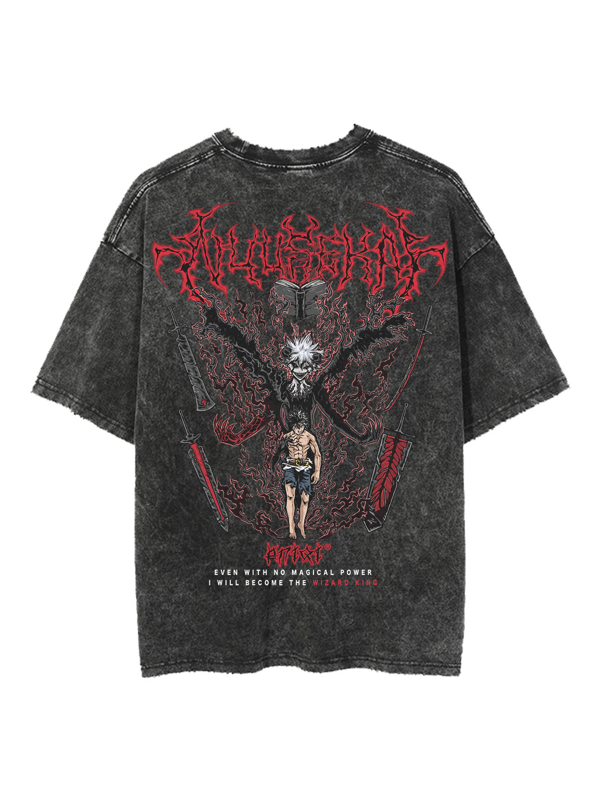 ASTA DEMON VINTAGE OVERSIZE T-SHİRT-BLACK CLOVER