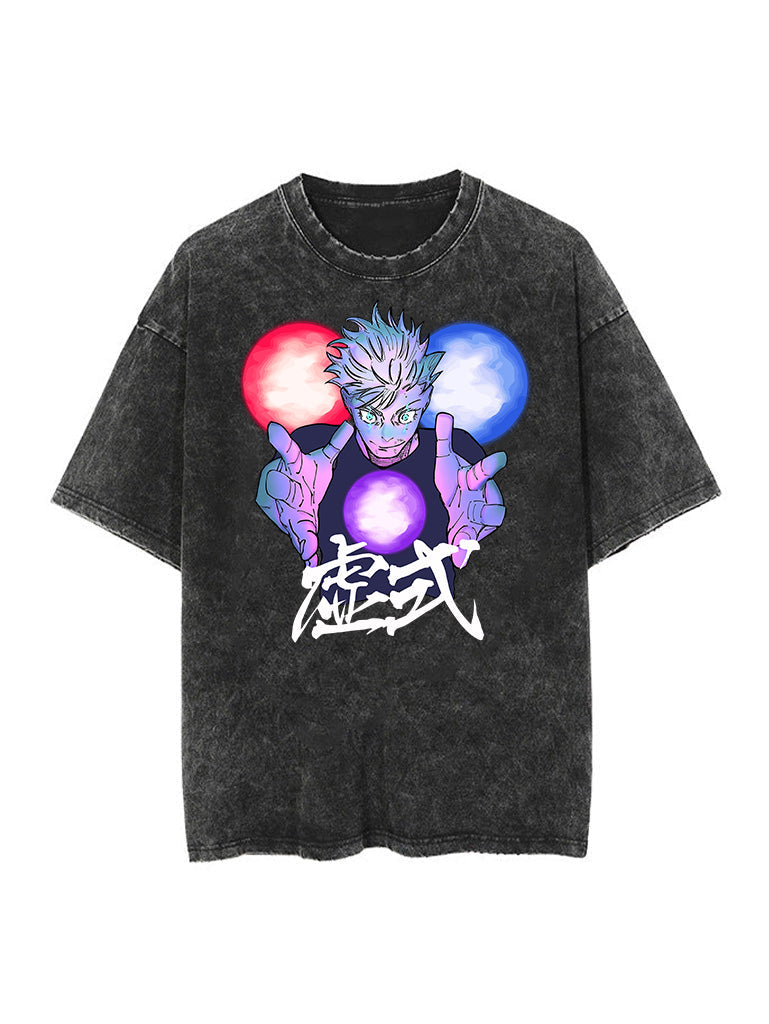 GOJO HOLLOW PURPLE VINTAGE OVERSIZE T-SHİRT-JUJİTSU KAİSEN