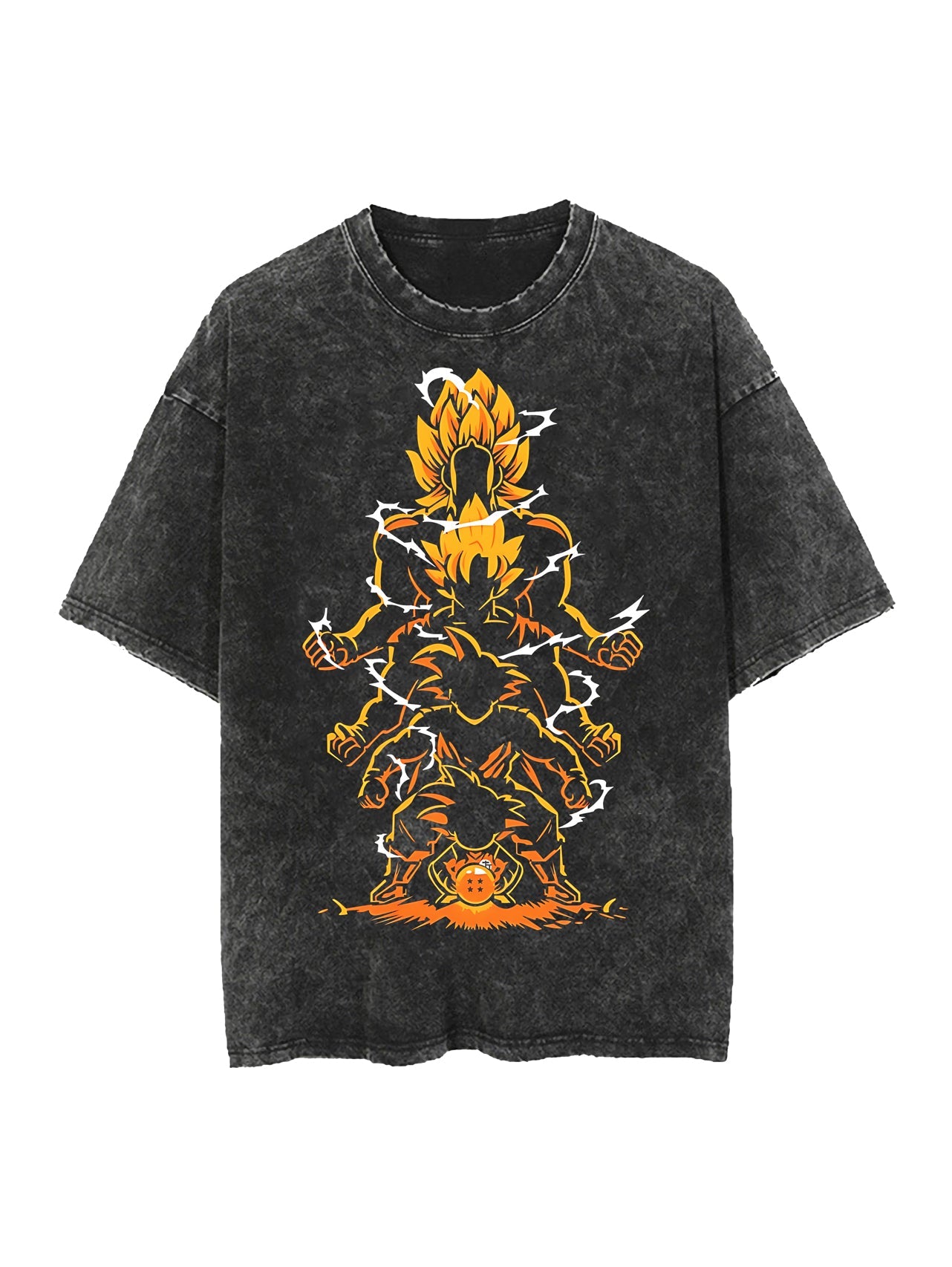 SAIYAN TRANSFORMATIONS VINTAGE OVERSIZE T-SHİRT-DRAGON BALL