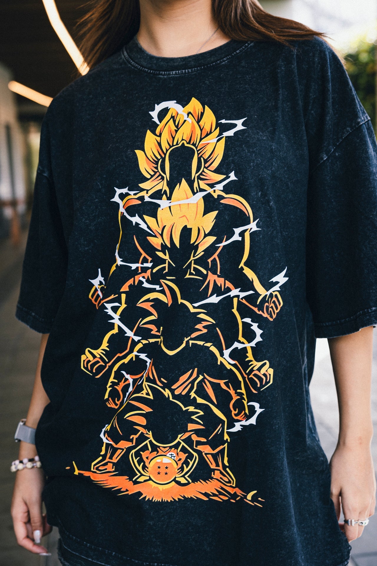 SAIYAN TRANSFORMATIONS VINTAGE OVERSIZE T-SHİRT-DRAGON BALL