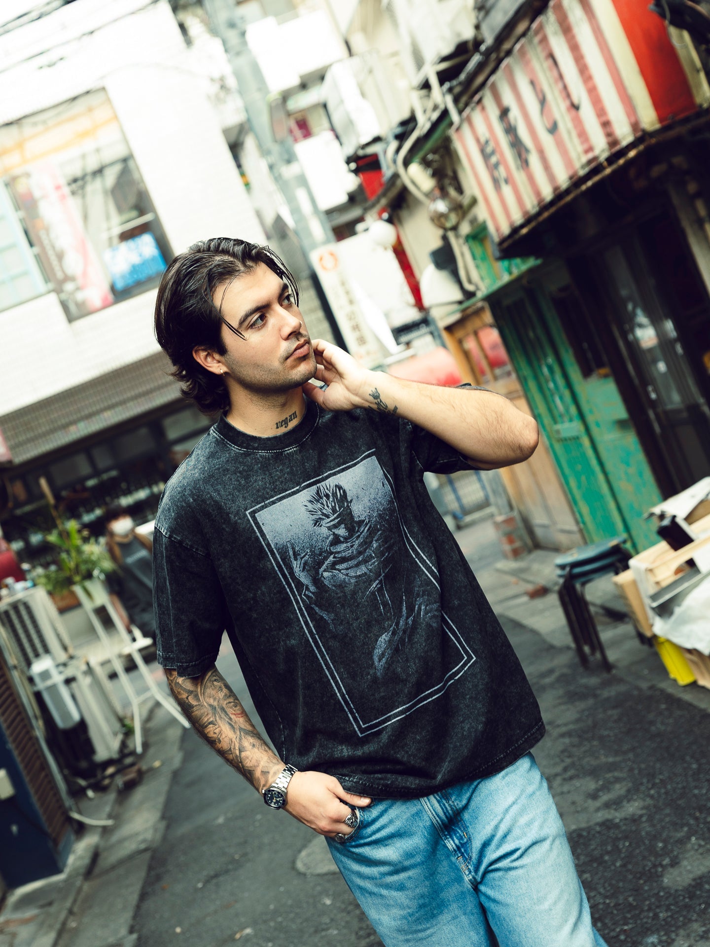 GOJO SATORU VINTAGE OVERSIZE T-SHİRT-JUJİTSU KASİEN