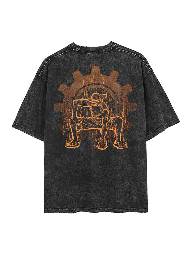 STRAW HAT LUFFY VINTAGE OVERSIZE T-SHİRT-ONE PİECE