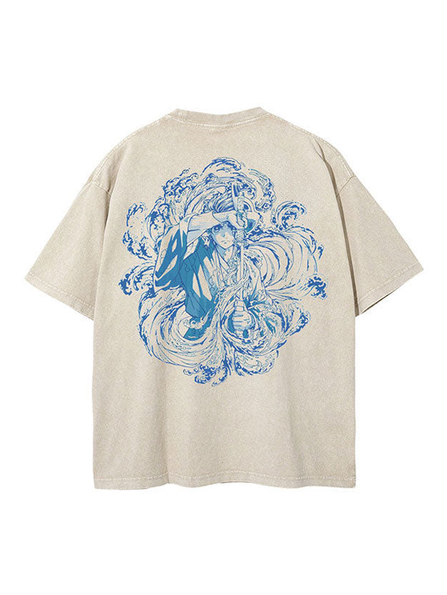 TANJIRO WATER BREATHING 2-SIDED VINTAGE T-SHİRT-DEMON SLAYER