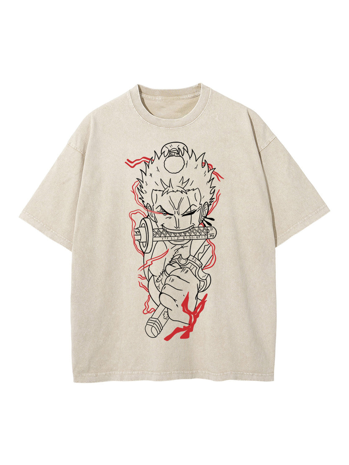 ZORO SWORDS BEIGE T-SHİRT-ONE PİECE